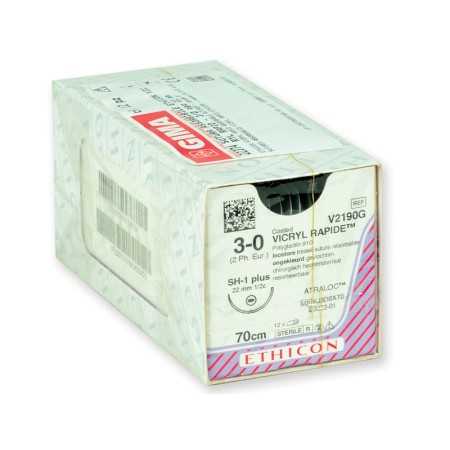 Ethicon Vicryl Sutura de Absorción Rápida - Aguja 3/0 22 mm - pack 12 uds.