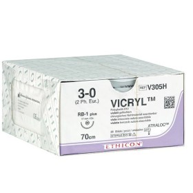 Ethicon Vicryl vstřebatelný steh - 3/0 jehla 17 mm - balení 36 ks.