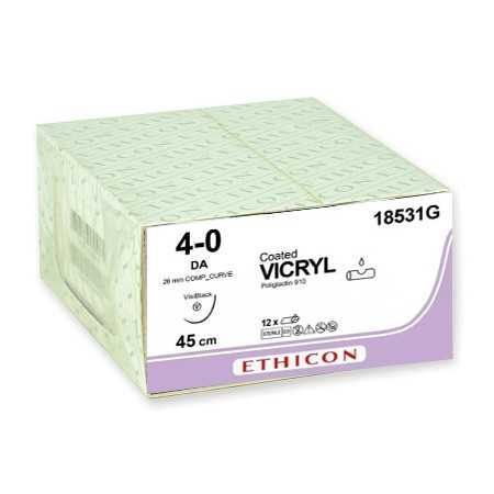 Ethicon Vicryl vstřebatelná šicí jehla - 4/0 jehla 25 mm - balení 12 ks.