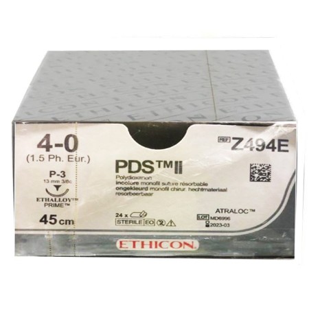 Ethicon pds ii absorberbar sutur - 4/0 nål 13 mm p-3 - förpackning 24 st.
