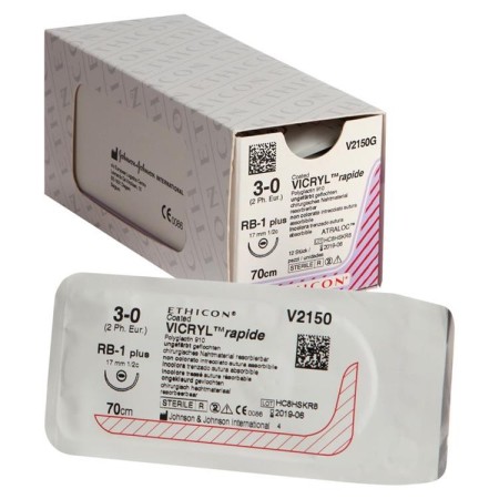 Szew wchłanialny ethicon vicryl rapid v2150g w 42 dni - igła 3/0 17 mm - opakowanie 1 nici