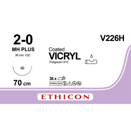 Ethicon vicryl rapide v226h szew chłonny - igła 2/0 36mm - pakiet 1 szwów