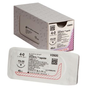 Suture résorbable Ethicon Vicryl Rapid V2920G en 42 jours - Aiguille 4/0 19 mm