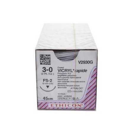 Ethicon Vicryl Rapid V2930G 42-Day Absorbable Suture - 3/0 needle 19 mm