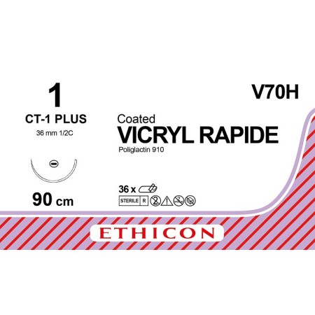 Suture résorbable ethicon vicryl rapide v70h - aiguille 1/0, 36 mm - paquet de 1 suture