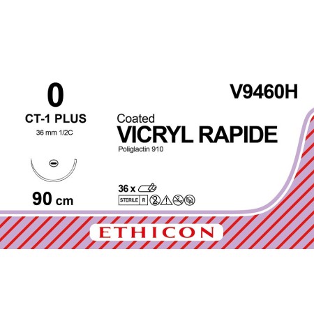 Vstřebatelný steh ethicon vicryl rapide v9460h - jehla 0/0 36 mm - balení po 1 ks