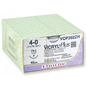 Sutura assorbibile in 56-70 giorni ethicon vicryl plus vcp392zh - 4/0 ago 19 mm - confez. da 1 sutura
