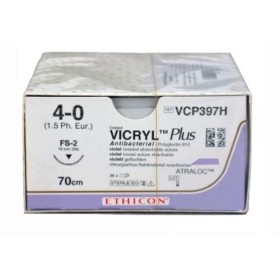 Fil de suture synthétique résorbable violet vcp397h fs2 4-0 vicryl plus - paquet de 1 fil de suture