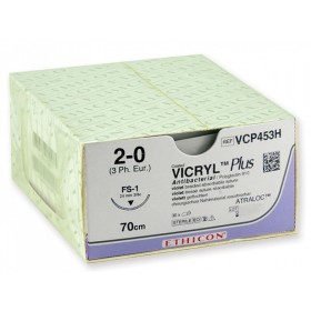 Absorberbar sutur på 56-70 dage ethicon vicryl plus vcp453h - 2/0 nål 24 mm - pakke med 1 sutur