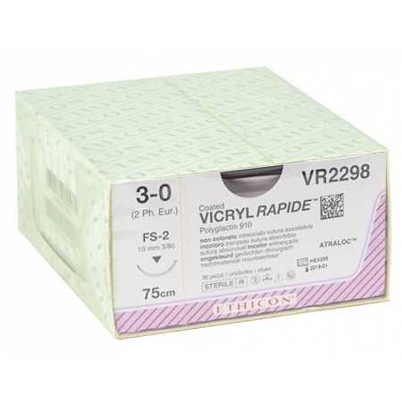 Ethicon Vicryl Sutura de Absorción Rápida en 42 días - Aguja 3/0 19 mm