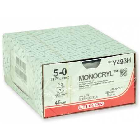 Suture résorbable en 91-119 jours Ethicon Monocryl Y493H - 5/0 aiguille 19 mm - 1 pc.