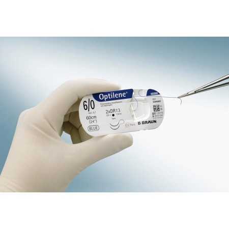 Optilene suture non assorbibili in polipropilene, ago 3/8 12mm, USP 5/0 - filo blu 45cm - 36 pz.