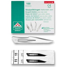 Heinz Herenz Carbon Steel Sterile Disposable Scalpel Blades No. 11 - 100 pcs.