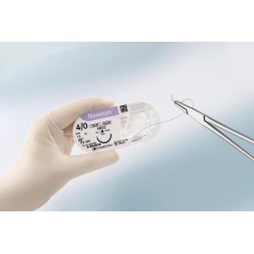 Sutures résorbables en polygractine Novosyn 910, aiguille de précision 3/8 de 19 mm, USP 4/0 - fil violet 45 cm - 36 pcs.