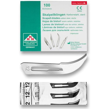 Heinz herenz carbon steel sterilne jednokratne skalpelske oštrice br. 12 - 100 komada.
