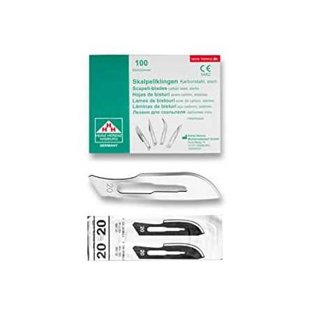 Heinz Herenz Carbon Steel Sterile Disposable Scalpel Blades No. 20 - 100 pcs.