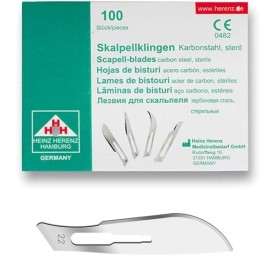 Heinz Herenz Carbon Steel Sterile Disposable Scalpel Blades No. 22 - 100 pcs.