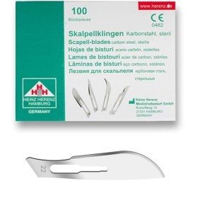 Lame de bisturiu sterile de unică folosință din oțel carbon heinz herenz nr. 22 - 100 buc.