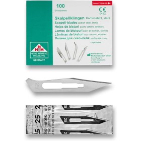 Heinz Herenz Carbon Steel Sterile Disposable Scalpel Blades No. 25 - 100 pcs.