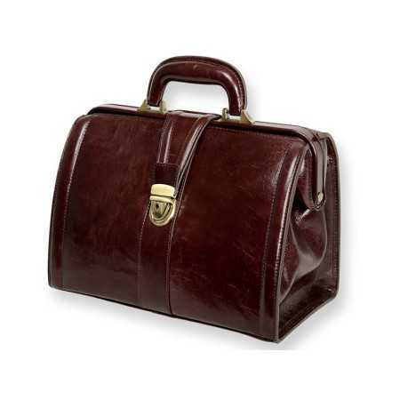 Leather Grain Briefcase Bag - Leather - Brown