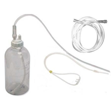 Gorgogliatore umidificatore ossigeno completo di cannula e tubi