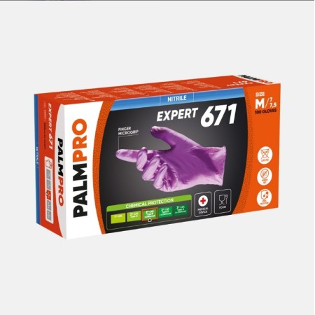 Guanti in nitrile senza polvere viola emnv - palmpro expert 671 - 100 pz.
