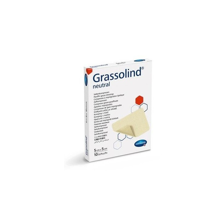 Apósito de algodón Grassolind con pomada grasa 5 x 5 cm - 10 unidades