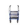 Andador plegable de acero azul con 4 ruedas