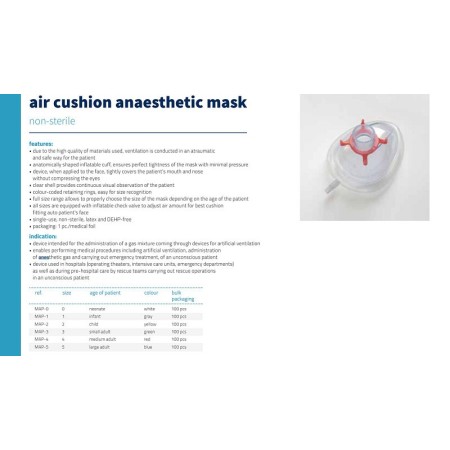 Maska za anestezijo za enkratno uporabo, velikost 4, za odrasle, rdeča