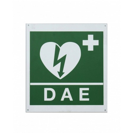 Cartello indicatore dae frontale per defibrillatore 34x36cm