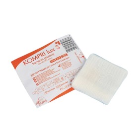 Sterile gauze compress, folded, made of cotton with barium thread