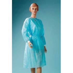 Protective gown in breathable polythene non-woven fabric with cuff - 10 pieces