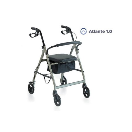 Foldable painted aluminum rollator - 4 wheels - with upholstered seat - atlante 1.0