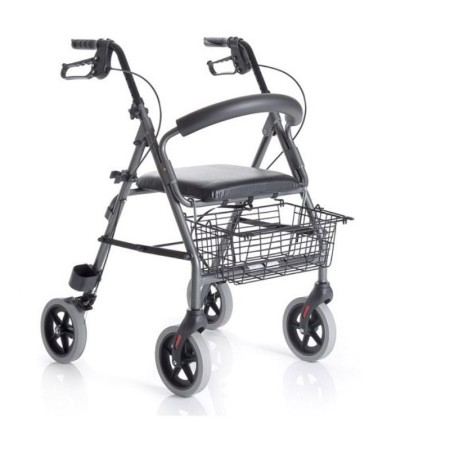 Składany rollator z malowanego aluminium - 4 koła - z tapicerowanym siedziskiem - Atlante