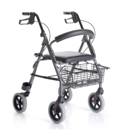 Rollator pieghevole in alluminio verniciato - 4 ruote - con seduta imbottita - atlante