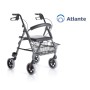 Andador plegable en aluminio pintado - 4 ruedas - con asiento tapizado - Atlante