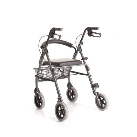 Déambulateur pliable en aluminium peint - 4 roues - avec siège rembourré - atlante