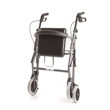 Andador plegable en aluminio pintado - 4 ruedas - con asiento tapizado - atlante