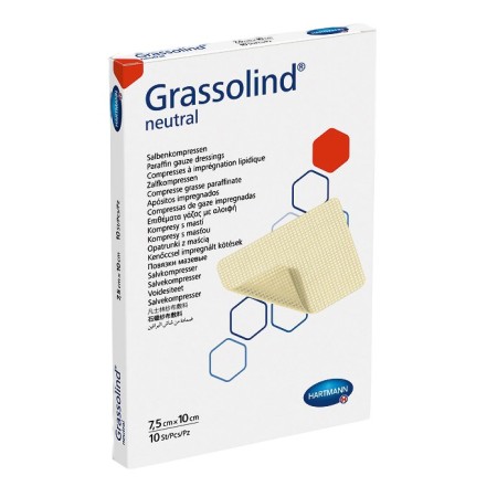 Grassolind Baumwollverband mit Fettsalbe 7,5 x 10 cm - 10 Stk.