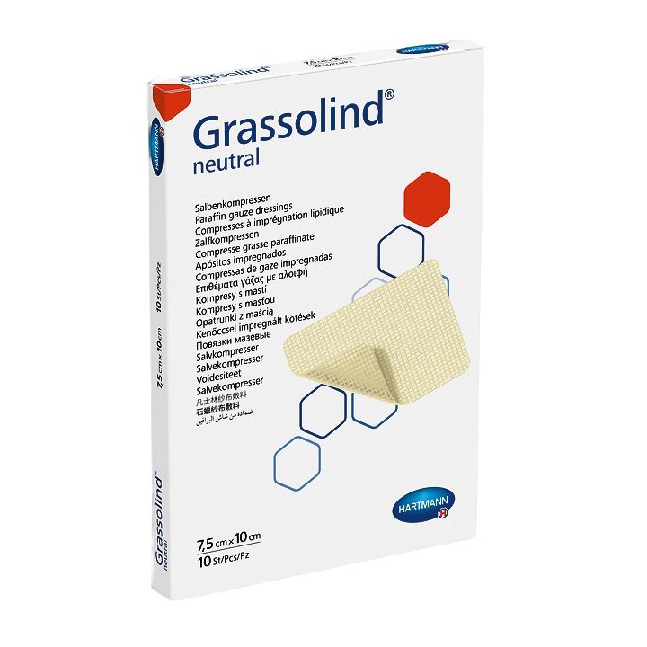 Apósito de algodón Grassolind con pomada grasa 7,5 x 10 cm - 10 unidades