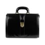 Leather flower briefcase bag - black