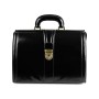 Leather Flower Briefcase Bag - Black