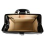 Leather Flower Briefcase Bag - Black