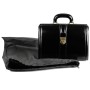 Leather Flower Briefcase Bag - Black