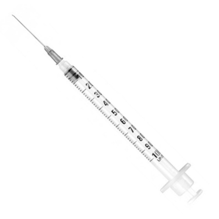 Seringue à insuline insérée 25g - 1 ml - paquet 100 pièces