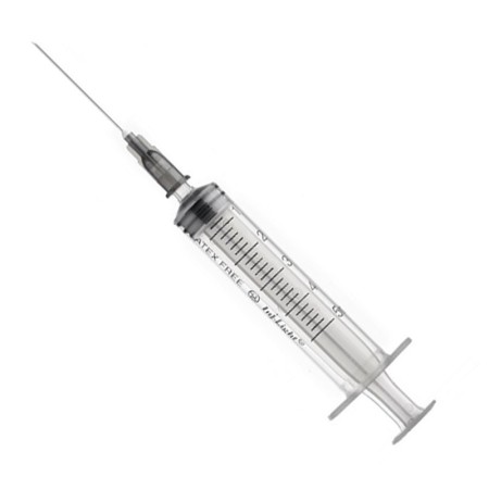 Seringa 3 pedaços com agulha 22g - cone central Luer de 10ml - embalagem 100 pedaços.