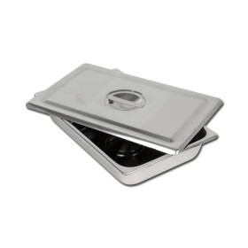 Perforated tray + stainless steel lid 355x254x50 mm