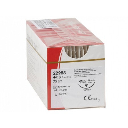 Szew truglyde fast abs., grubość 4/0, wygięcie 3/8, igła 20 mm - 75 cm - bezbarwny - opakowanie 12 szt.