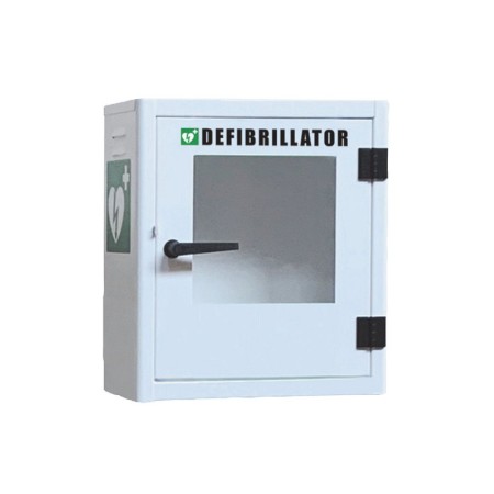 Defibrillator cabinet with temperature controller and alarm - indoor/outdoor use