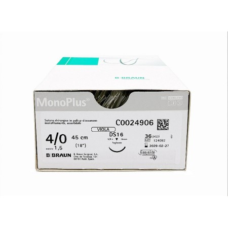 Monoplus absorberbara suturer i polydioxanon, 1/2 nål 48 mm, usp 1 - lila tråd 150 cm ögla - 24 st.